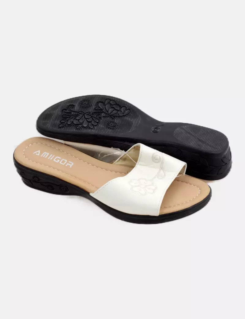 Amiigor Zuecos blancos bordados