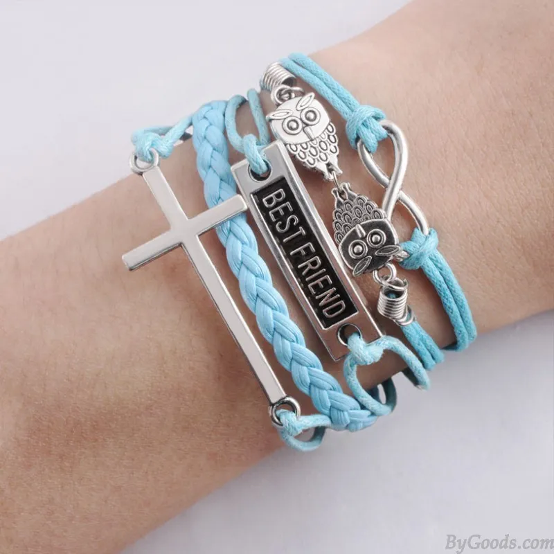 Best Friend Owl Cross Infinity Bracelets