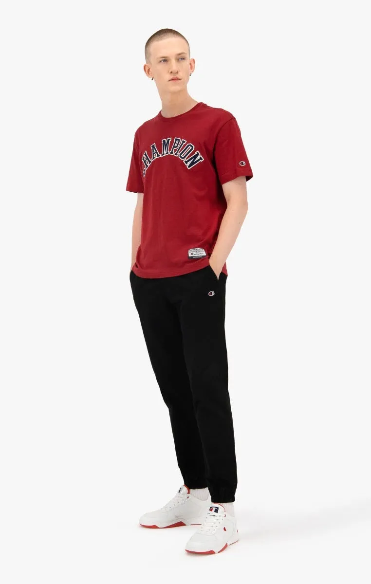 CAMISETA CHAMPION HOMBRE MANGA CORTA COLLEGIATE LOGO ORGANIC COTTON TSHIRT BURGUNDY REF. 216575 GRANATE LOGO PECHO