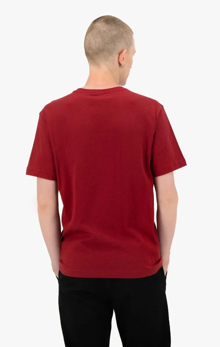 CAMISETA CHAMPION HOMBRE MANGA CORTA COLLEGIATE LOGO ORGANIC COTTON TSHIRT BURGUNDY REF. 216575 GRANATE LOGO PECHO