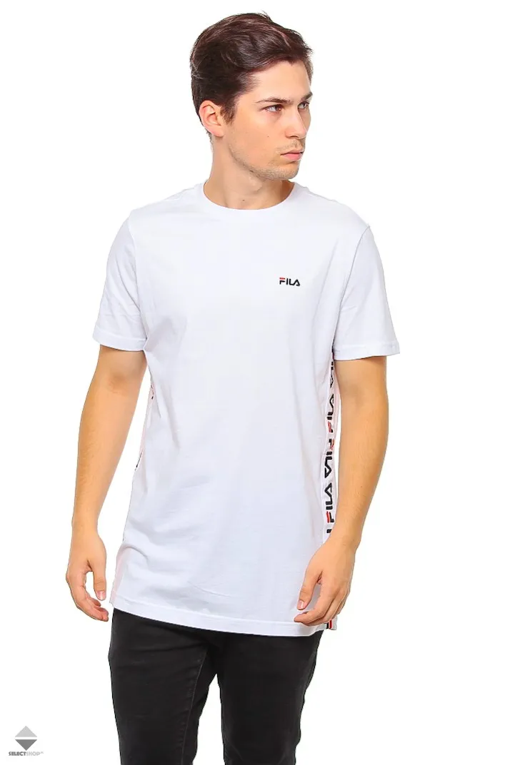 Camiseta manga corta FILA chico Men Talan Tee Ref. 682362 Blanca bandas impresas logos