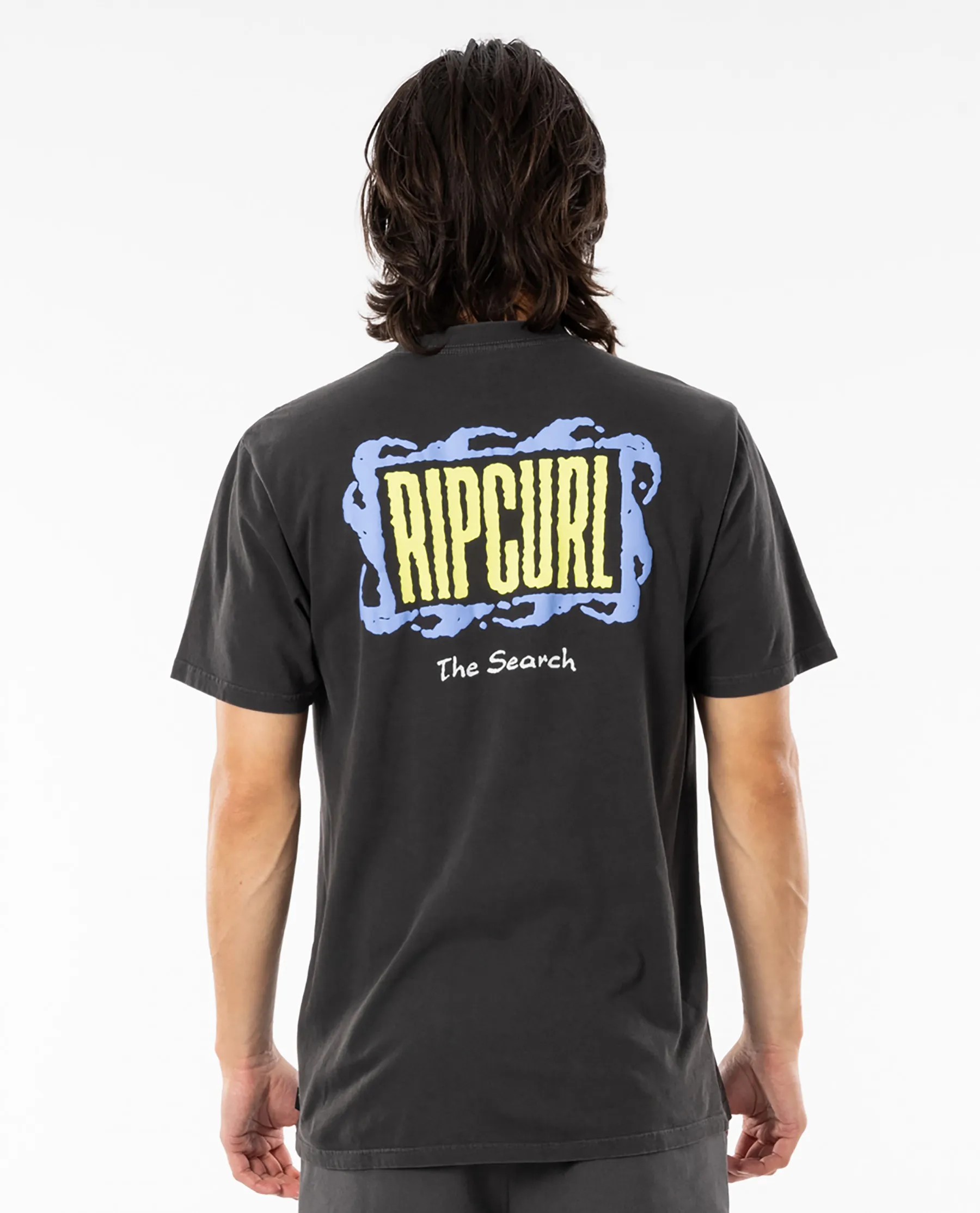 Camiseta RIP CURL hombre manga corta surfera Mind Wave Logo Washed black Ref. CTERL9 negra the shearch