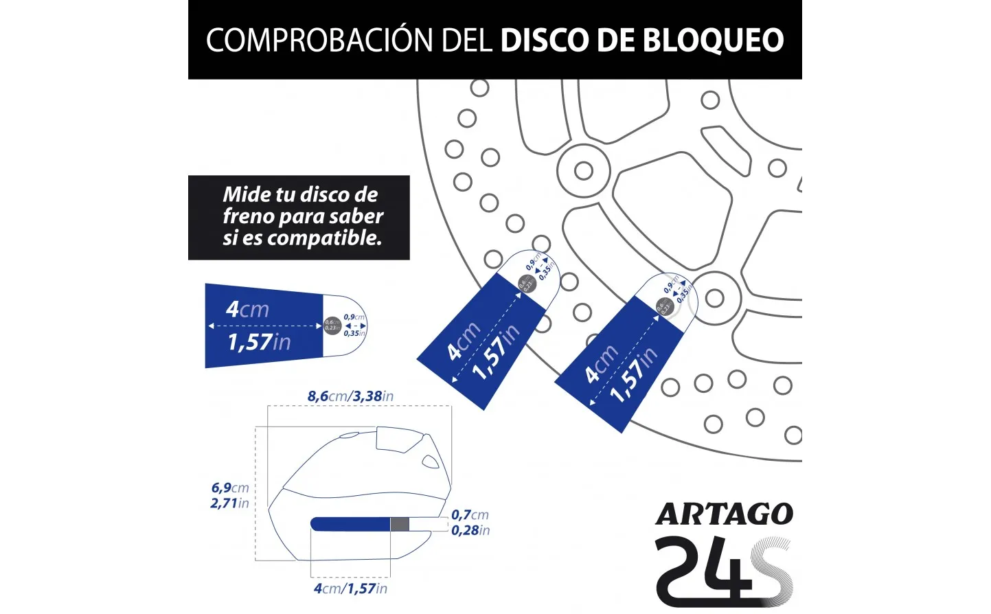 Candado Moto Disco Antirrobo Artago 24S.6M |24S.6M|