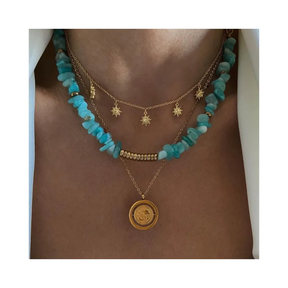 Collar Leire Amazonita Oro