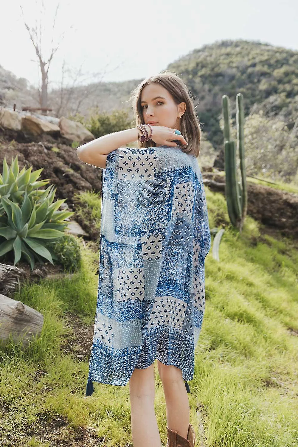 Color graded patchwork kimono8048