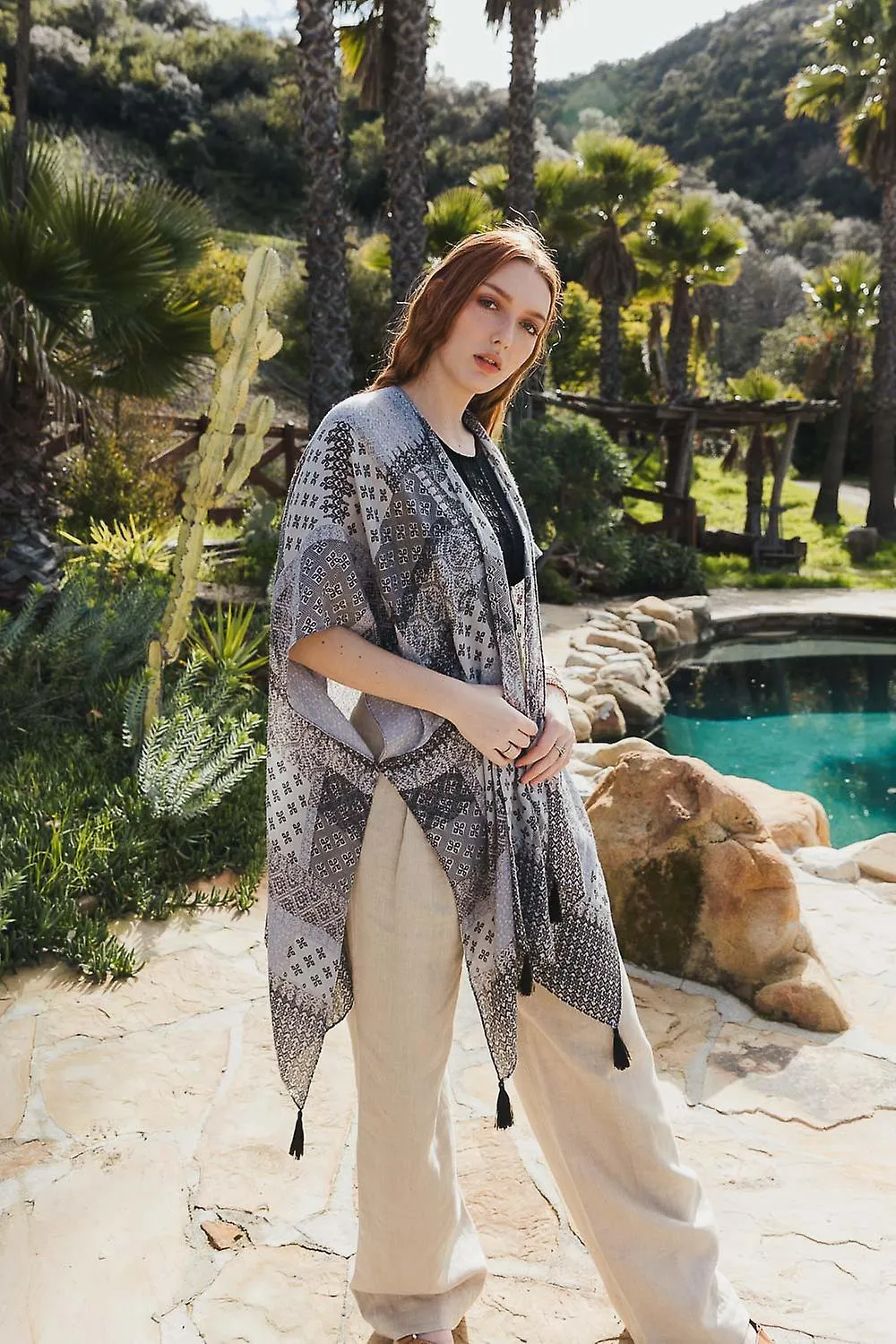 Color graded patchwork kimono8048