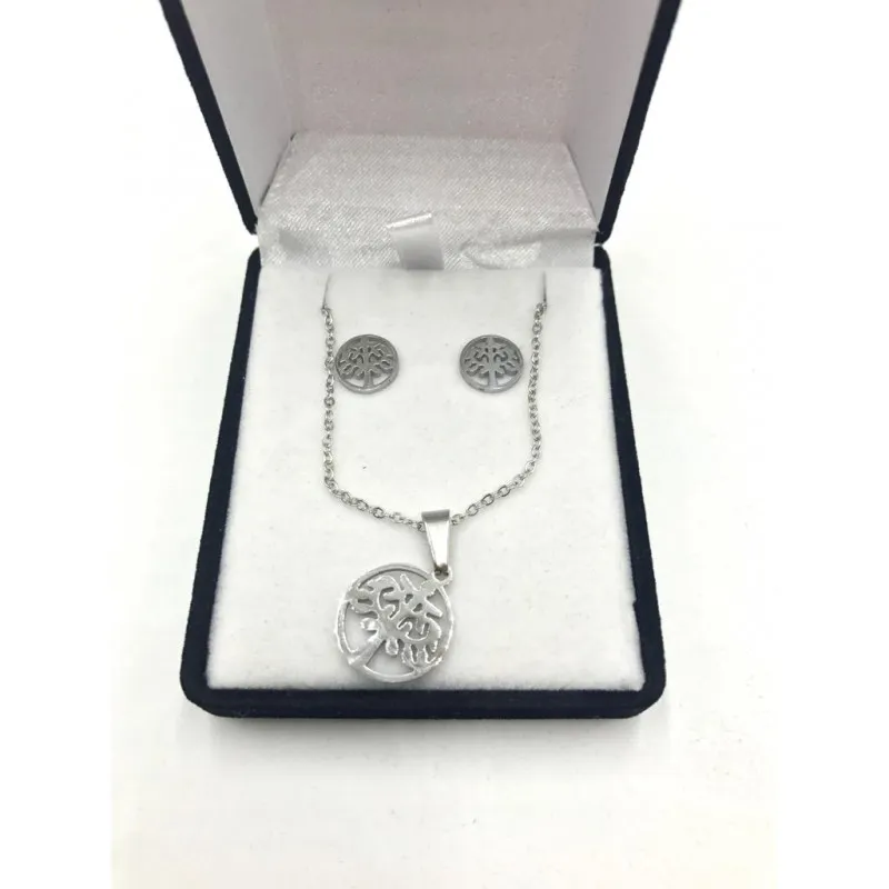 CONJUNTO COLLAR Y PENDIENTES ACERO