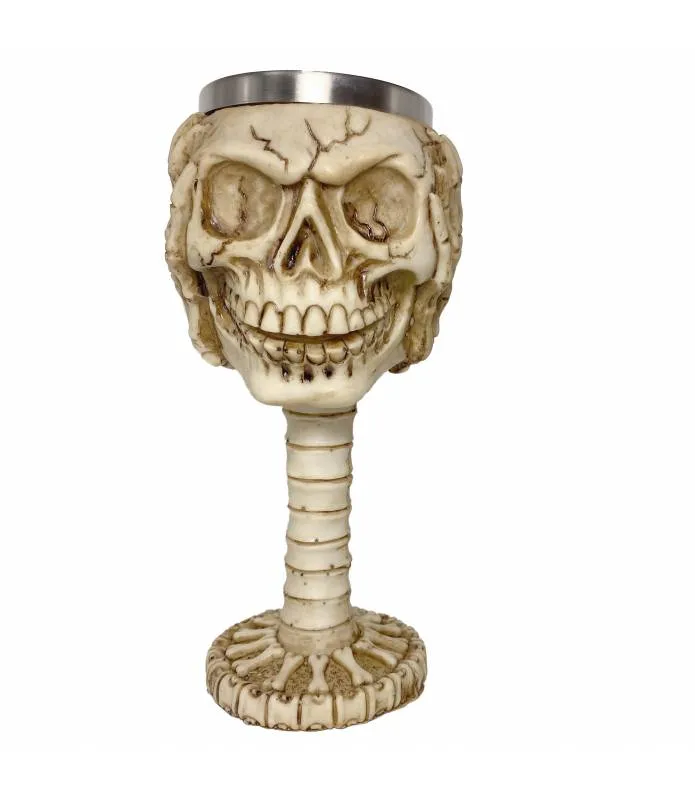 COPA CALAVERA CON MANOS VASO ACERO COLOR HUESO T203269 GAVI