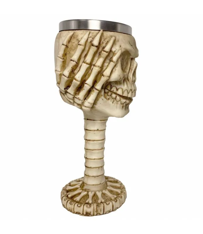 COPA CALAVERA CON MANOS VASO ACERO COLOR HUESO T203269 GAVI