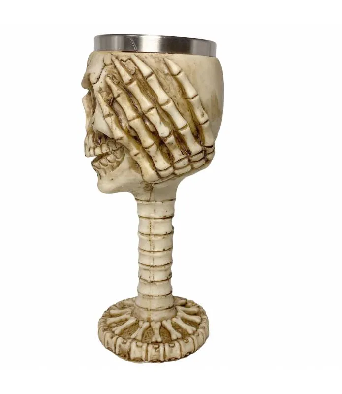 COPA CALAVERA CON MANOS VASO ACERO COLOR HUESO T203269 GAVI