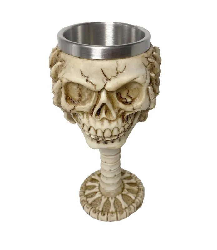 COPA CALAVERA CON MANOS VASO ACERO COLOR HUESO T203269 GAVI