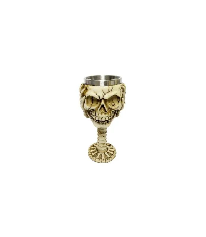 COPA CALAVERA CON MANOS VASO ACERO COLOR HUESO T203269 GAVI