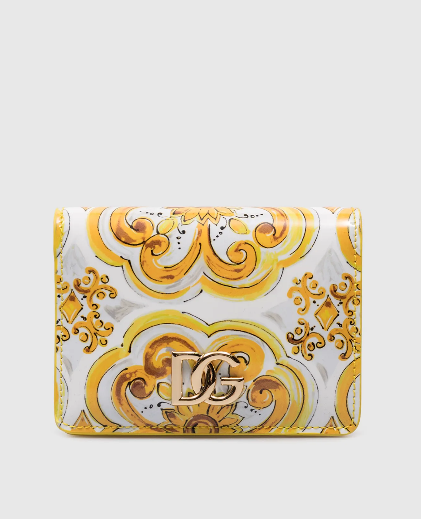 Dolce&Gabbana Continental white glossy leather purse in Majolica print