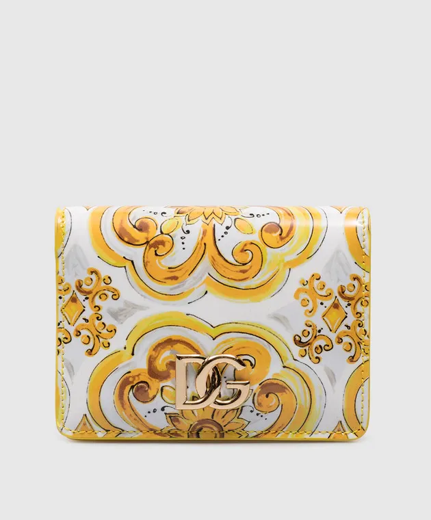 Dolce&Gabbana Continental white glossy leather purse in Majolica print