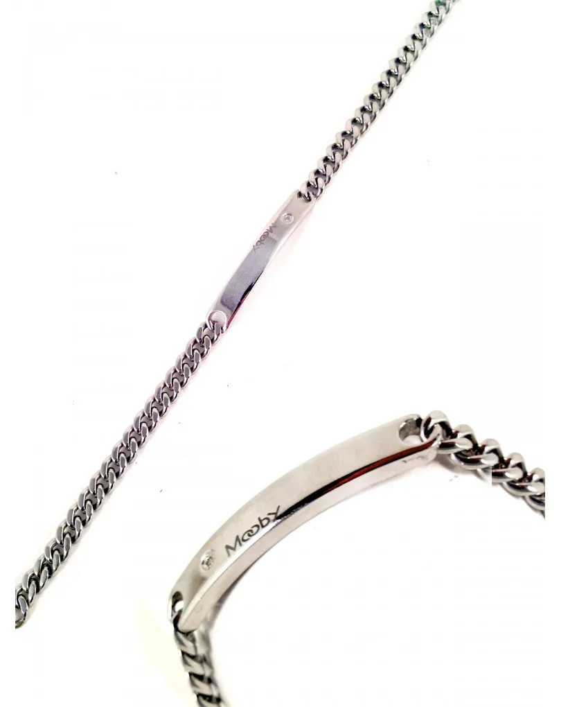 ESCLAVA DE ACERO CON PUNTA DE BRILLANTE MOOBY (MEDIDAS:22L*0.5A CM, PESO:20GR)