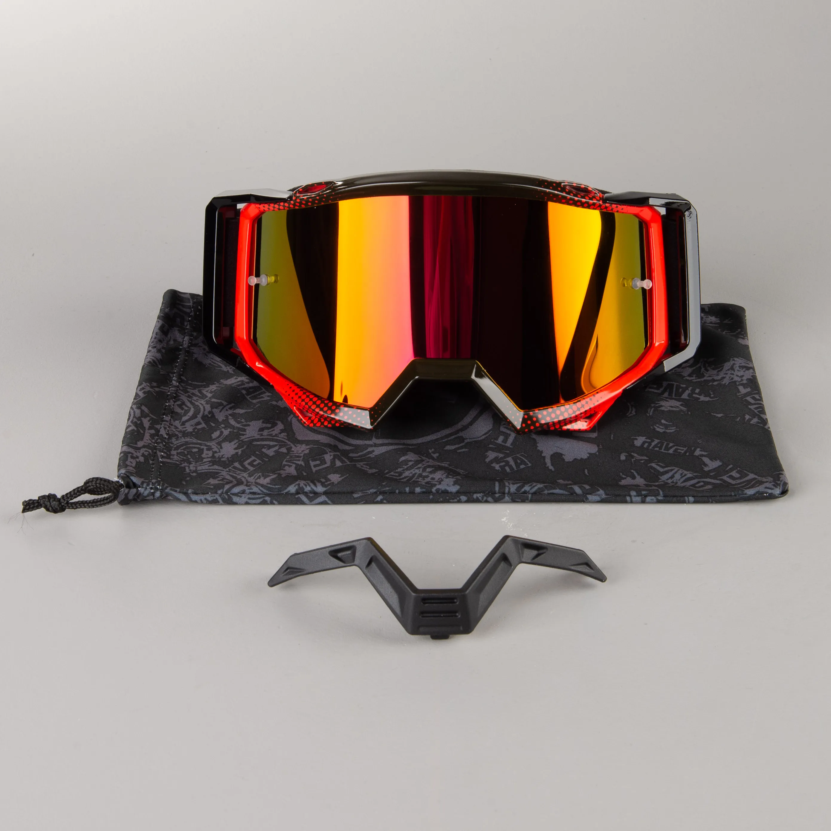GAFAS DE CROSS RAVEN SNIPER CRIMSON ECHO  LENTE DOBLE DE ESPEJO ROJA