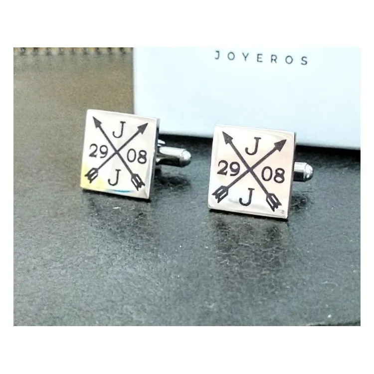 Gemelos personalizados cuadrados acero inoxidable
