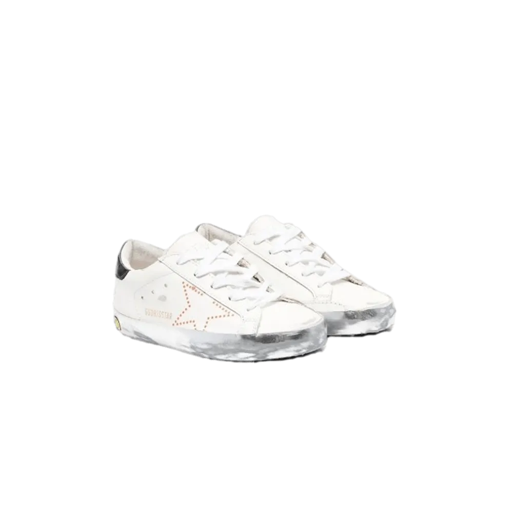 GOLDEN GOOSE SUPERSTAR LEATHER UPPER PRINT STAR LAMINATED WHITE KIDS GJF00270.F003313.11220