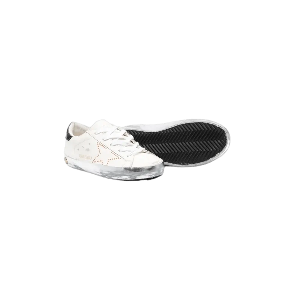 GOLDEN GOOSE SUPERSTAR LEATHER UPPER PRINT STAR LAMINATED WHITE KIDS GJF00270.F003313.11220