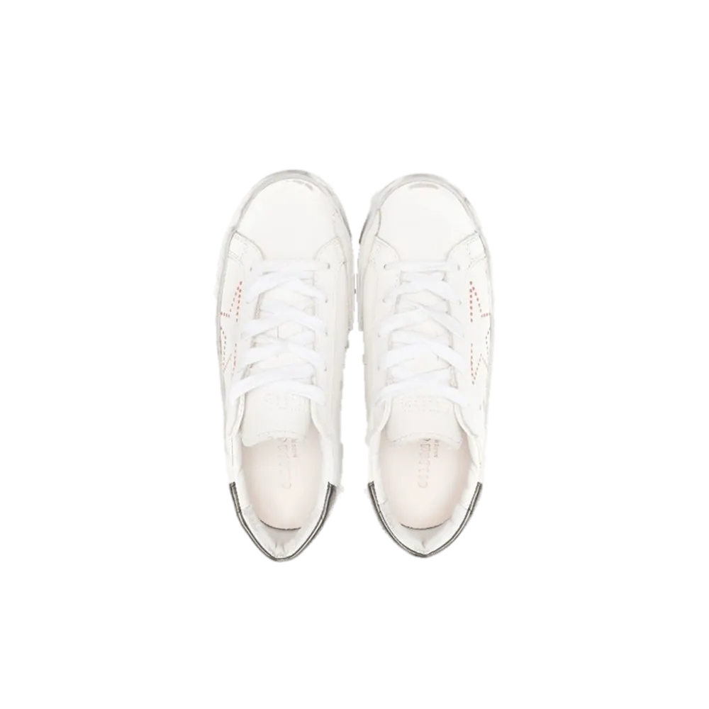GOLDEN GOOSE SUPERSTAR LEATHER UPPER PRINT STAR LAMINATED WHITE KIDS GJF00270.F003313.11220