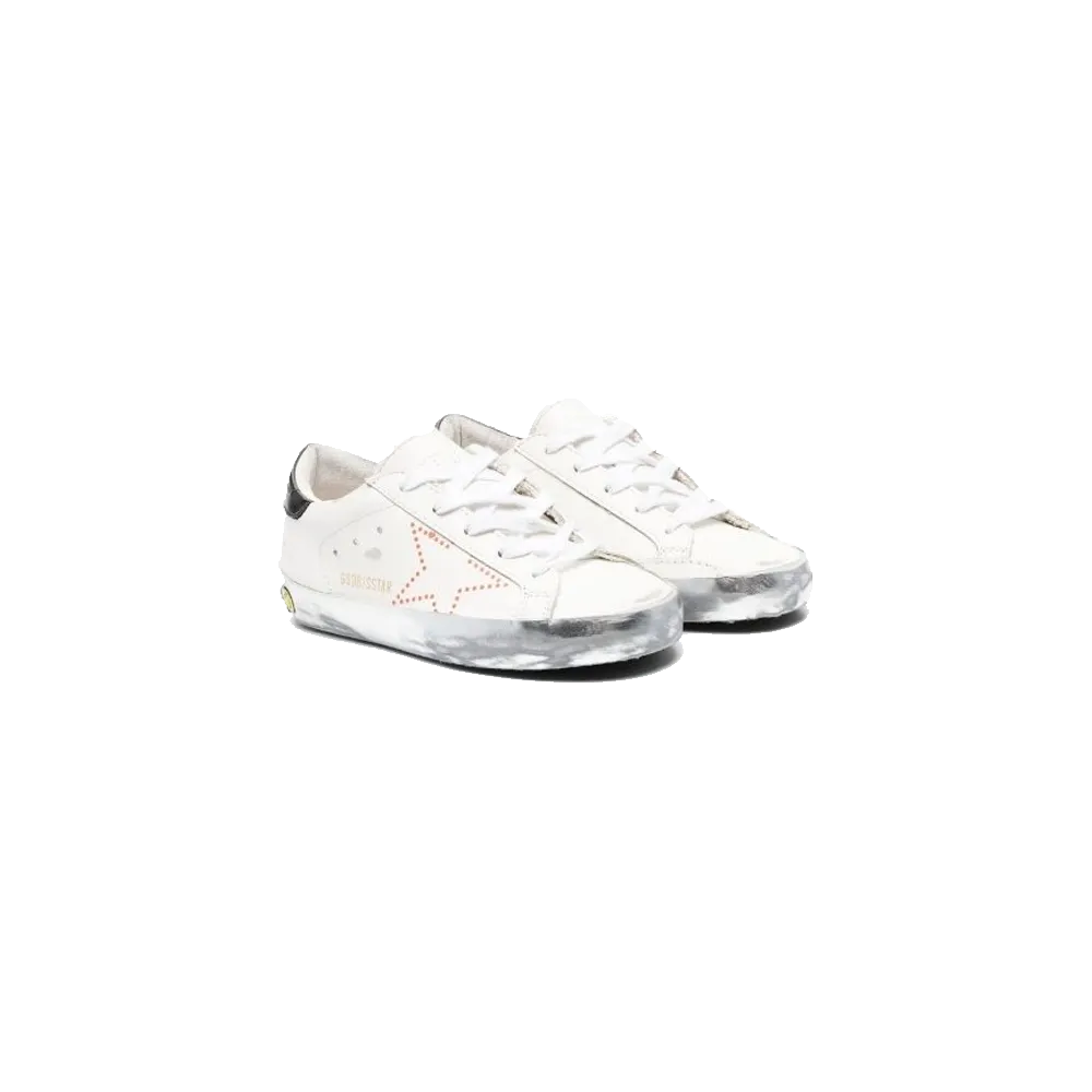 GOLDEN GOOSE SUPERSTAR LEATHER  UPPER PRINT STAR LAMINATED WHITE KIDS GYF00270.F003313.11220