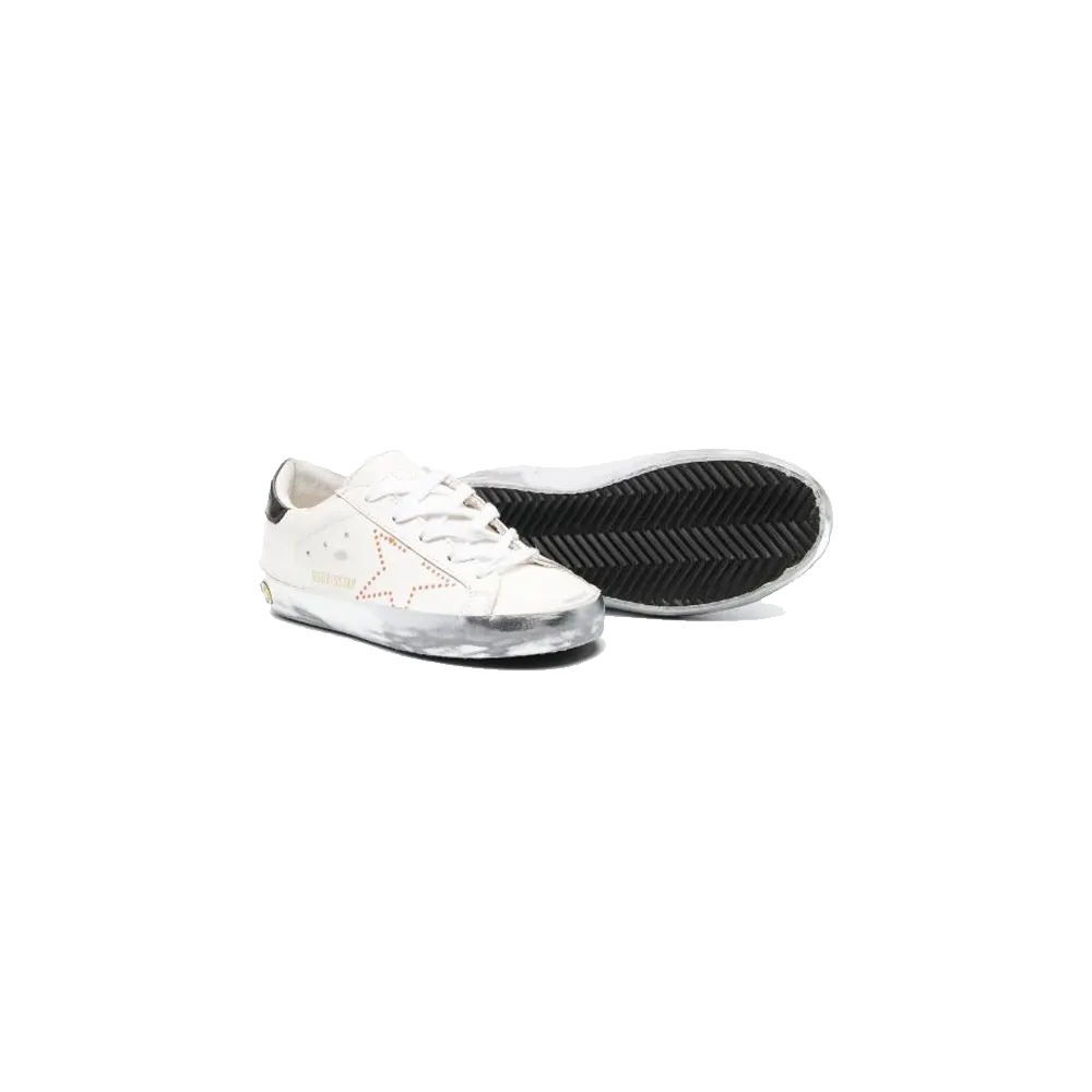 GOLDEN GOOSE SUPERSTAR LEATHER  UPPER PRINT STAR LAMINATED WHITE KIDS GYF00270.F003313.11220