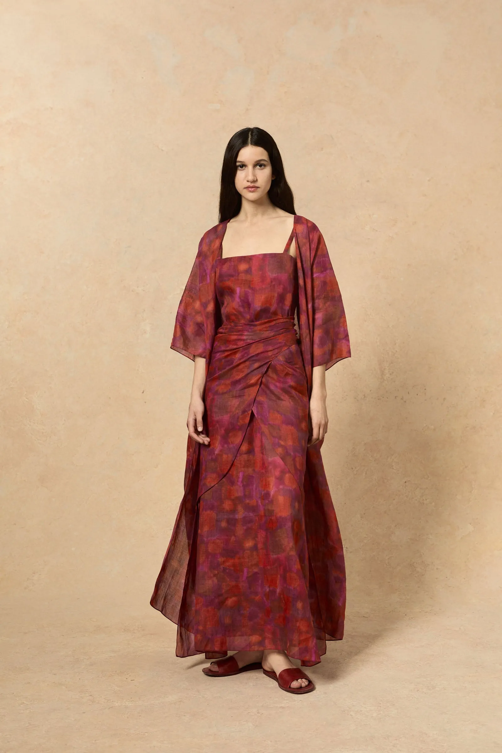 Lyn, indira print sarong skirt in ramie