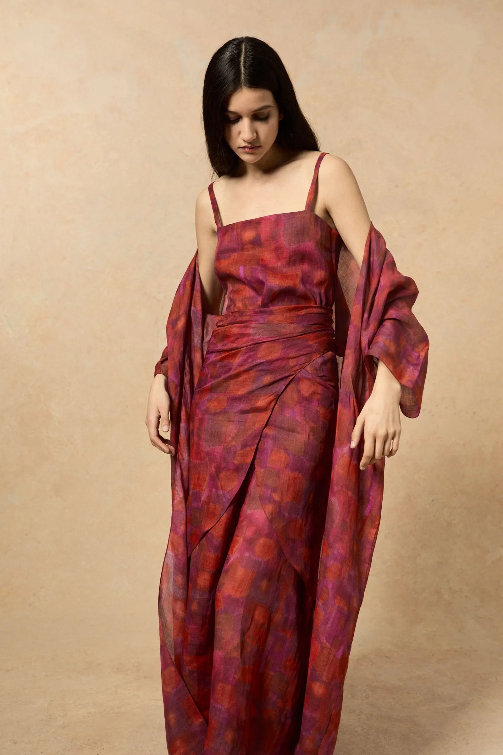 Lyn, indira print sarong skirt in ramie