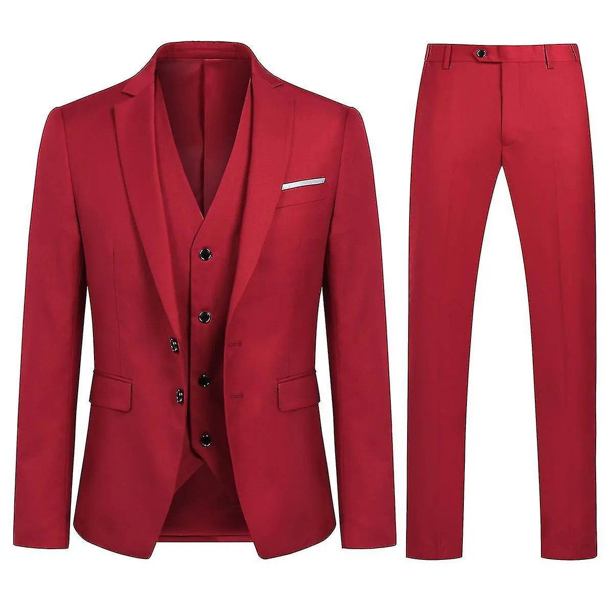 MEN'S TWOBUTTON SOLID COLOR BUSINESS SLIM FIT THREEPIECE SUIT (TEN COLORS)