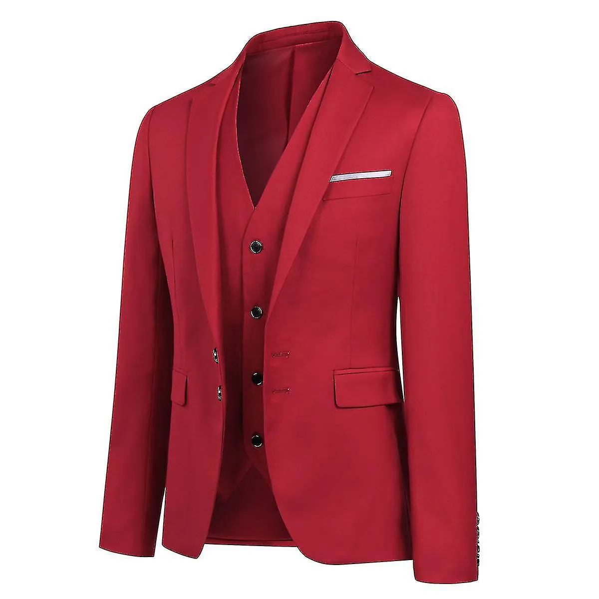 MEN'S TWOBUTTON SOLID COLOR BUSINESS SLIM FIT THREEPIECE SUIT (TEN COLORS)