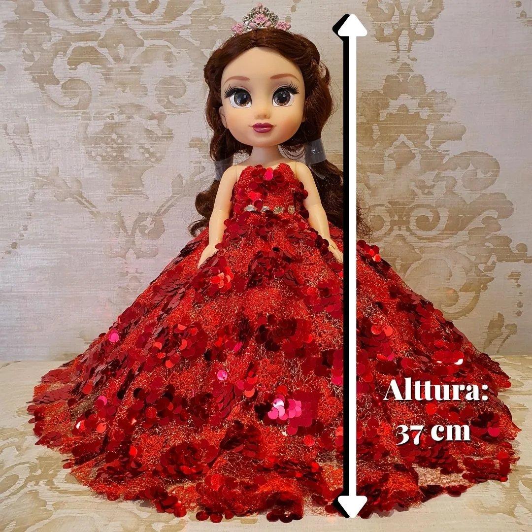 Muñeca de 15 Años Rojo con Lentejuelas