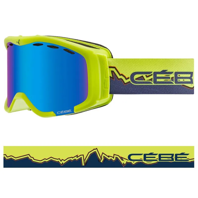 Máscara de esquí Cébé Cheeky (Lime Blue Mountain Matte Brown Flash Blue Cat.3) junior
