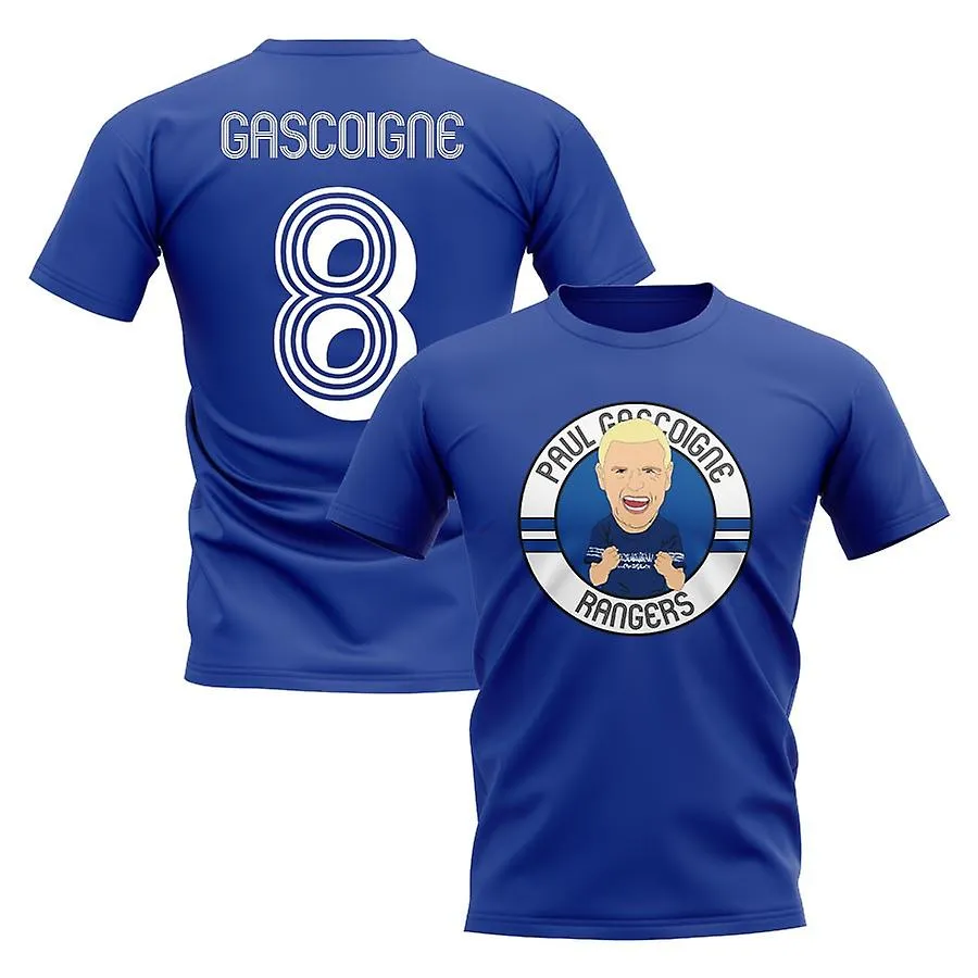 Paul Gascoigne Rangers Ilustración Camiseta (Azul)