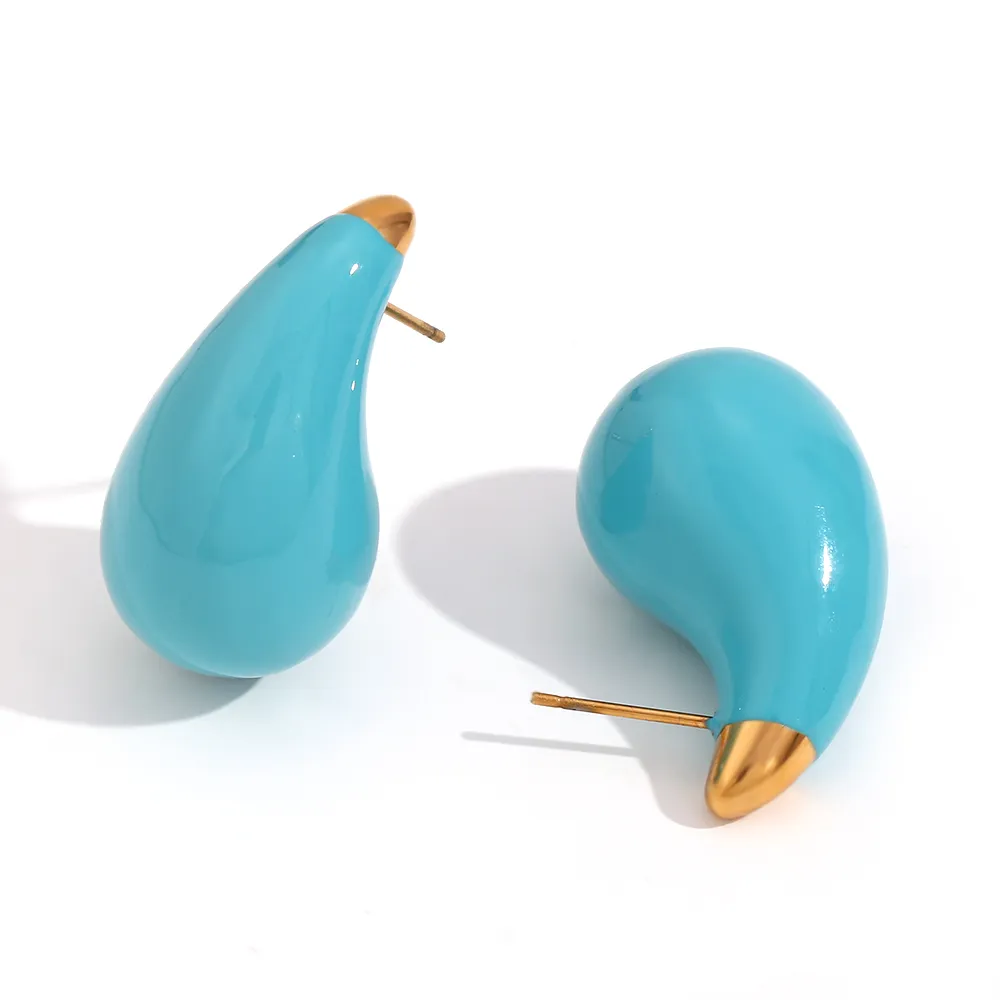 Pendientes Acero Gota Color Turquesa