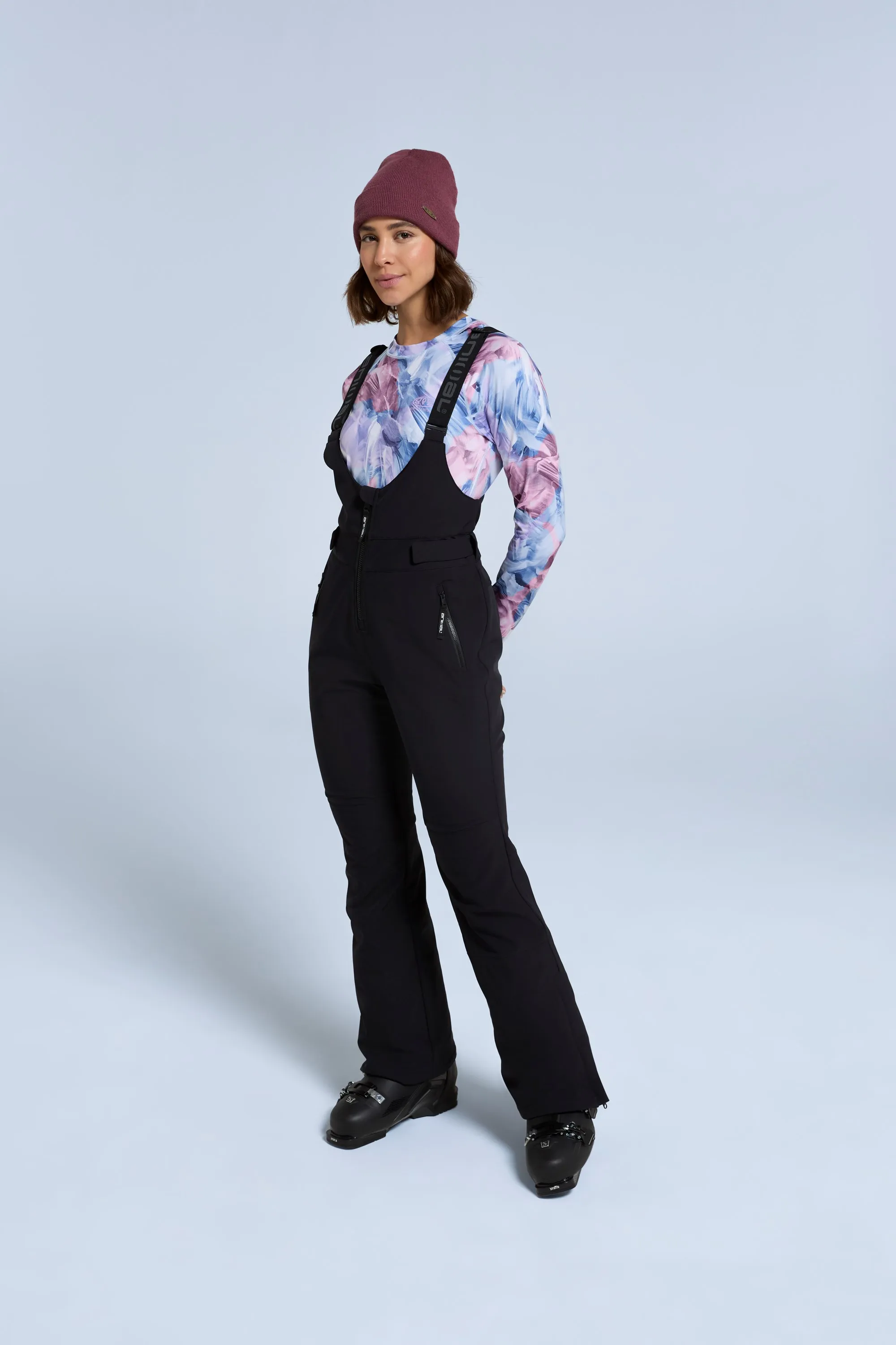 Powder pantalones esquí con peto delantero para mujer