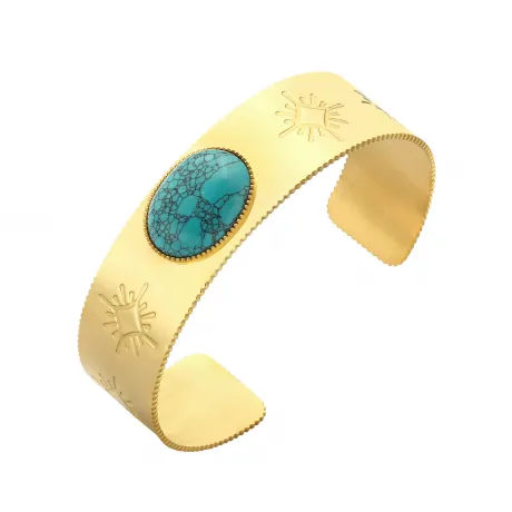 Pulsera Acero Turquesa Gold
