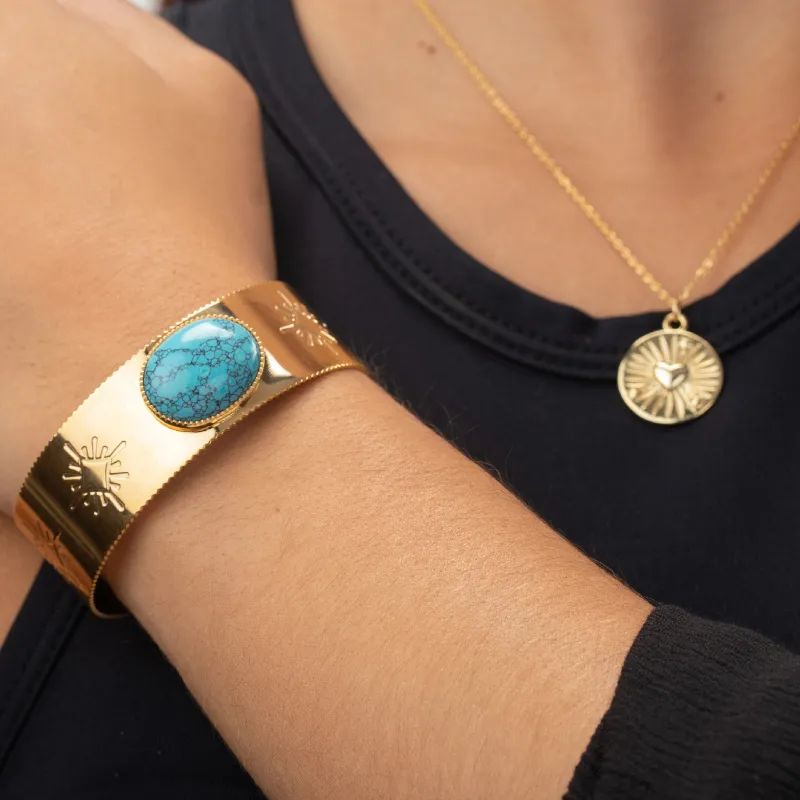 Pulsera Acero Turquesa Gold