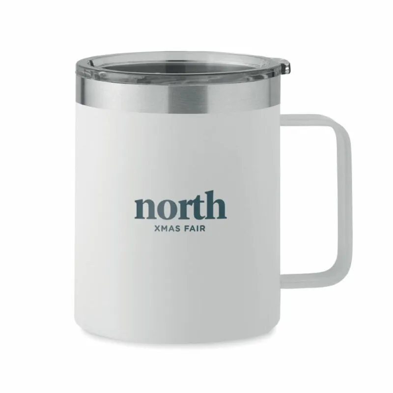Taza acero inox. reciclado personalizable con tapa Inari