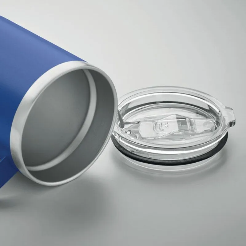 Taza acero inox. reciclado personalizable con tapa Inari