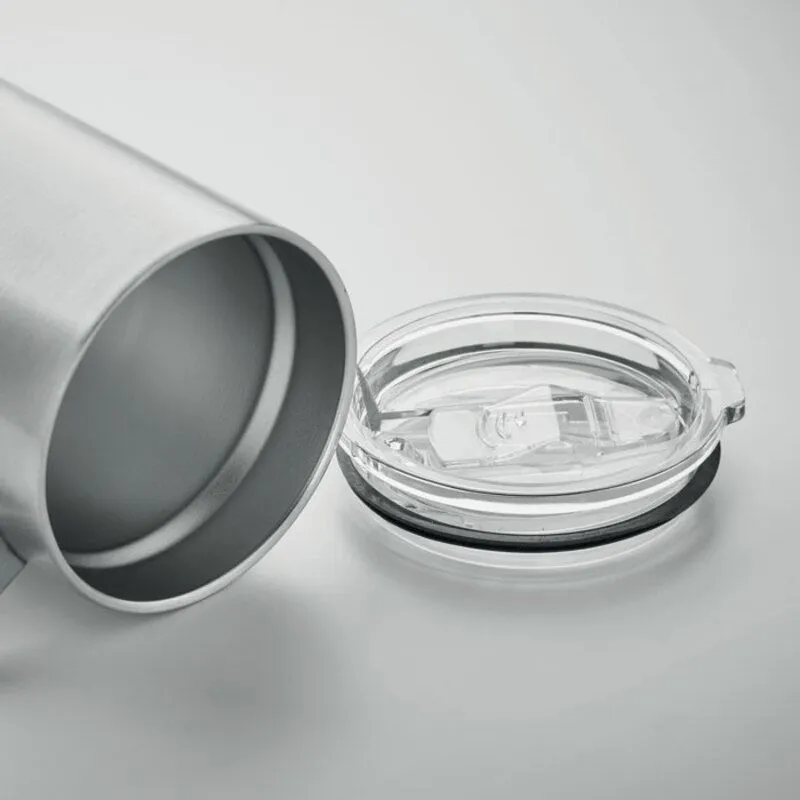Taza acero inox. reciclado personalizable con tapa Inari