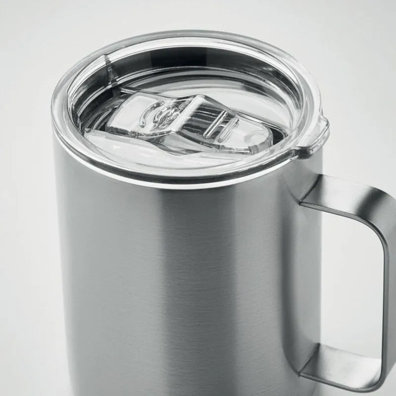 Taza acero inox. reciclado personalizable con tapa Inari