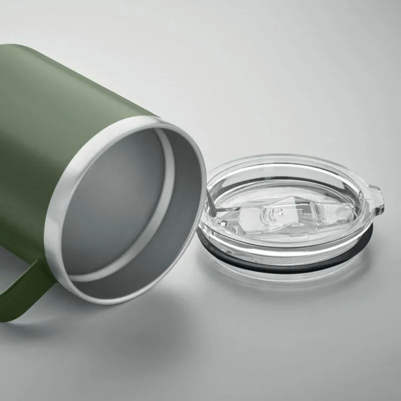 Taza acero inox. reciclado personalizable con tapa Inari