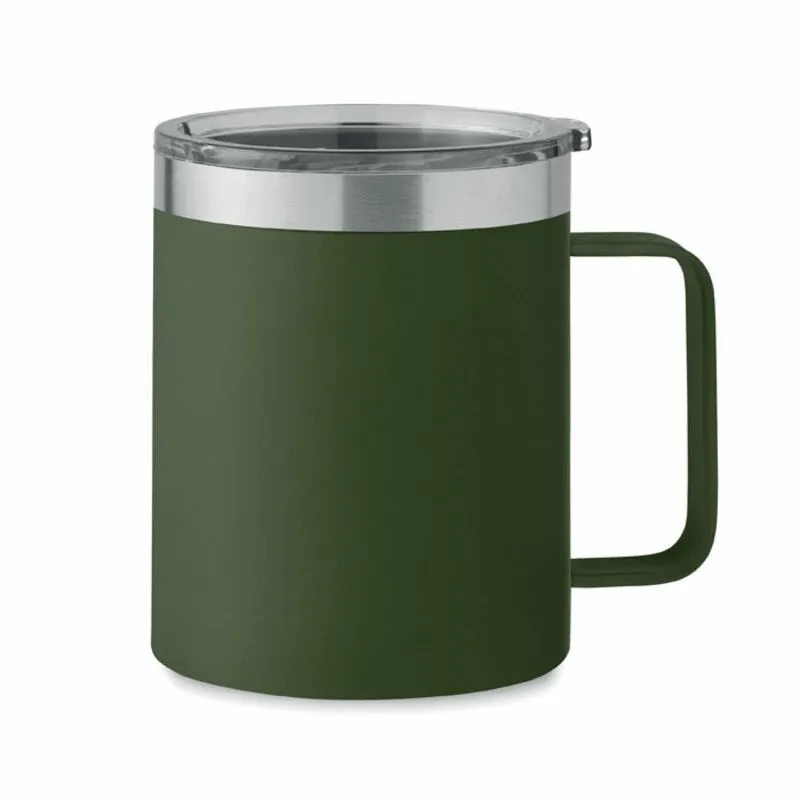 Taza acero inox. reciclado personalizable con tapa Inari