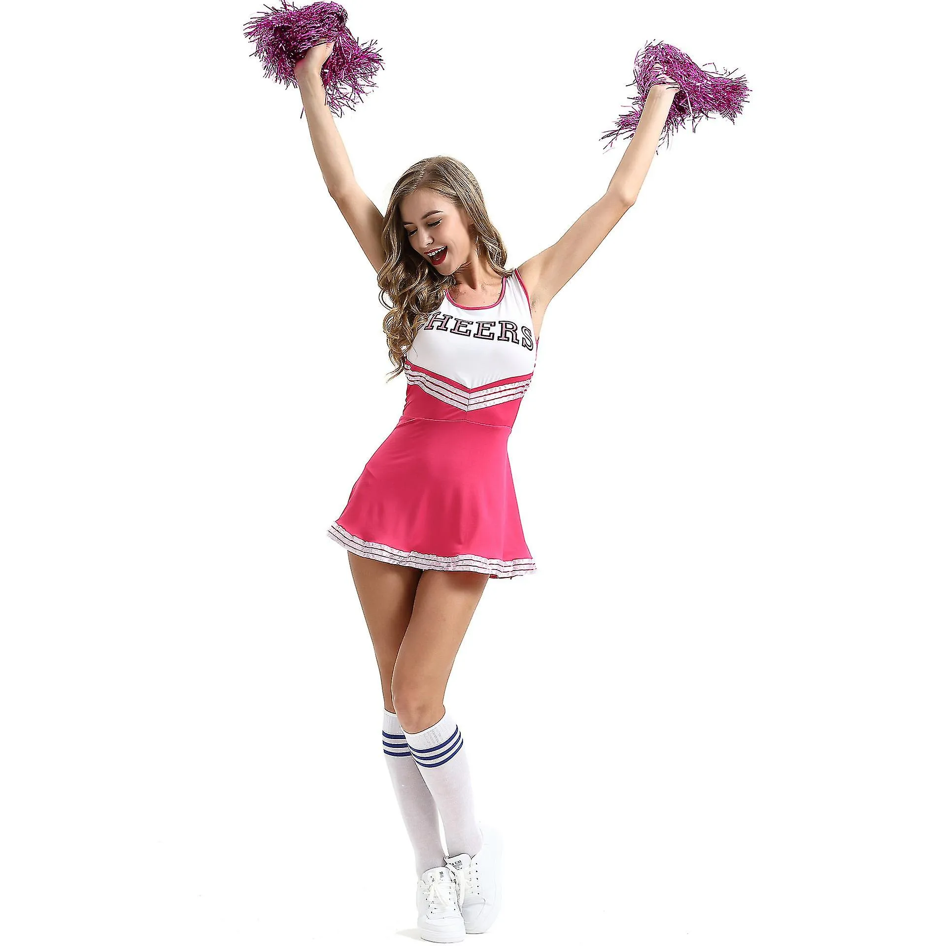 Uniforme de porrista rojo rosa