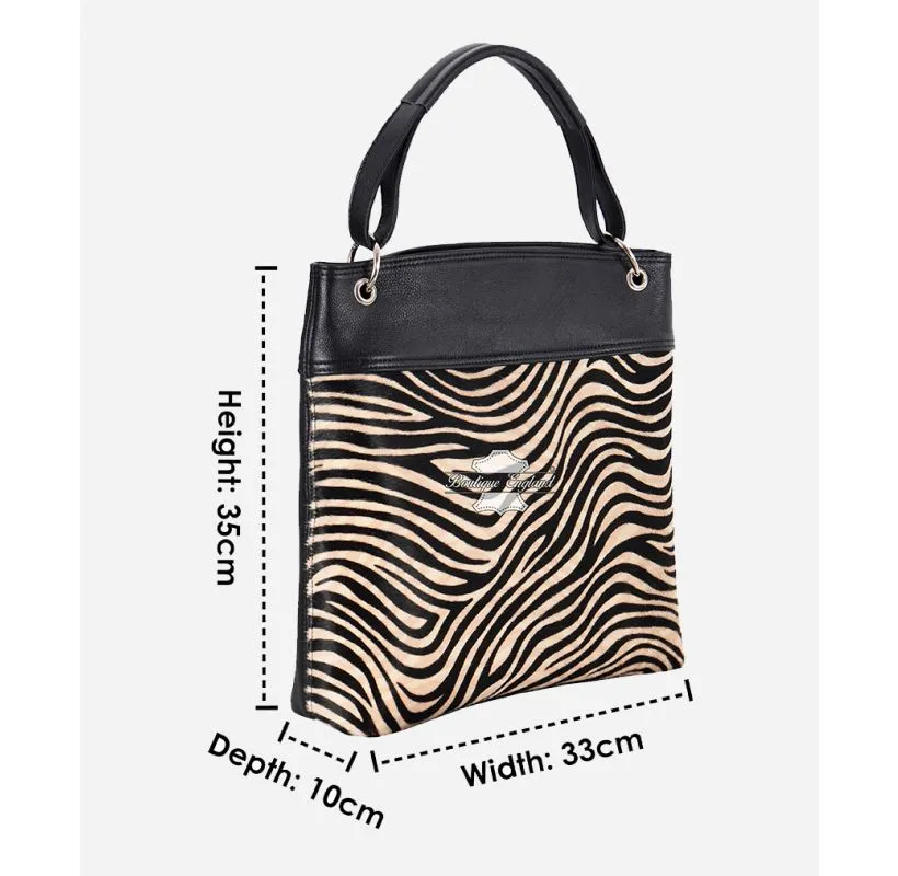 Women's Zebra Print Purse Black Leather Crossbody Handbag Purse